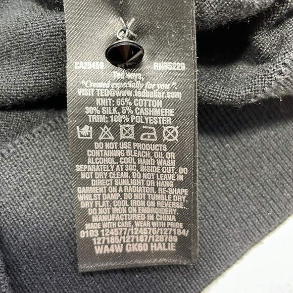 TED BAKER Sweater Halie Black Cashmere Silk Beaded Neckline Size XS - Picture 7 of 13